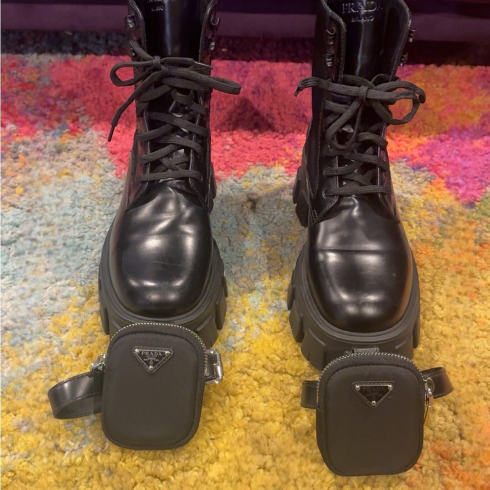 Prada combat boots size 40 is 10 in women